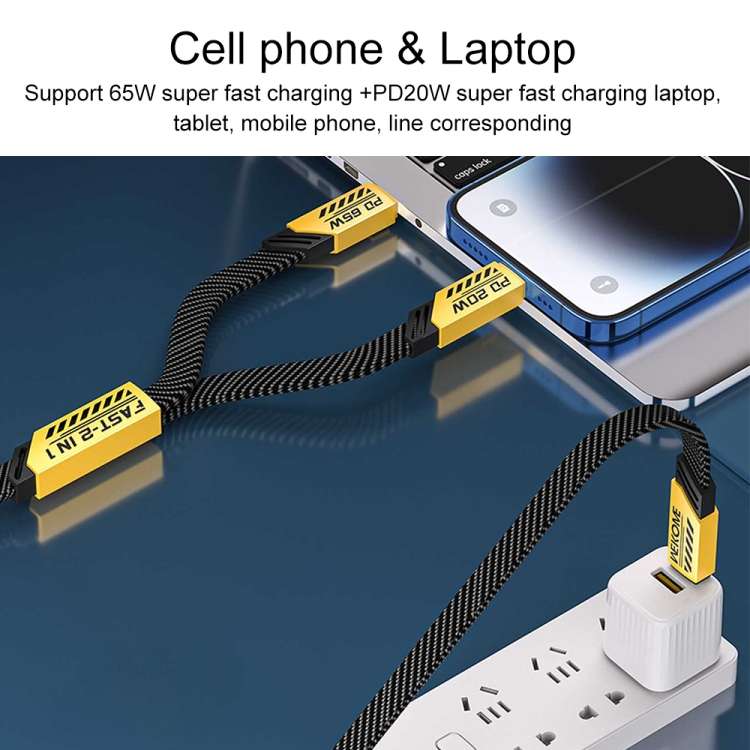 WK WDC-190a Mech Series 6A USB to USB-C/Type-C Fast Charge Data Cable, Length: 1m, USB to USB-C/T...