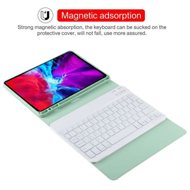 TG11BS Detachable Bluetooth White Keyboard Microfiber Leather Tablet Case for iPad Pro 11 inch (2...