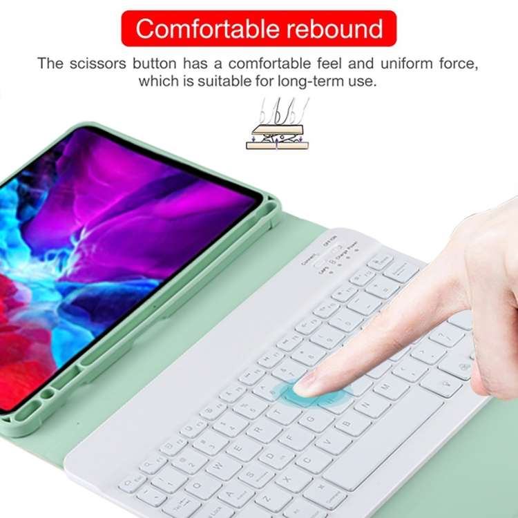 TG11BS Detachable Bluetooth White Keyboard Microfiber Leather Tablet Case for iPad Pro 11 inch (2...