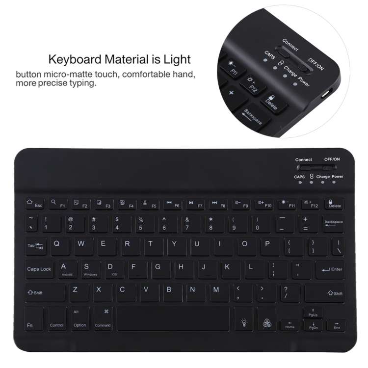 TG11BS Detachable Bluetooth Black Keyboard + Microfiber Leather Tablet Case for iPad Pro 11 inch ...