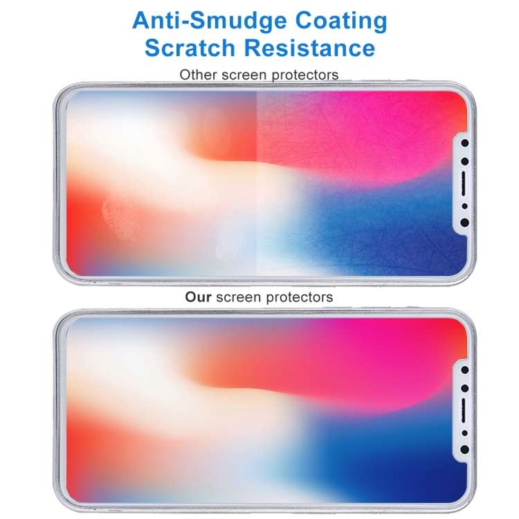 For iPhone X 9H Surface Hardness 2.5D Transparent Tempered Glass Front + Back Screen Protector