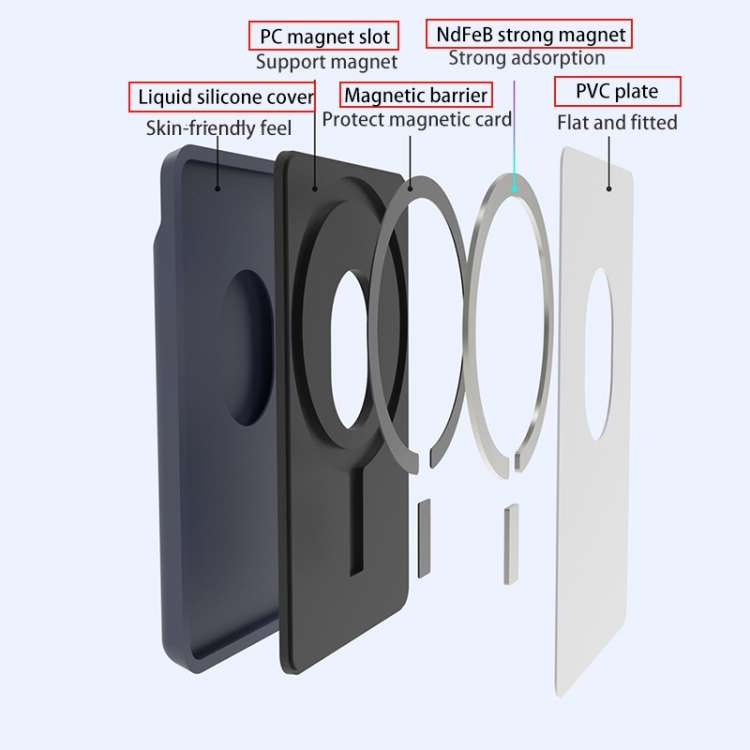 For iPhone 13 Series / iPhone 12 Series Silicone Wallet Pouch Card Case Anti-degaussing Card Hold...