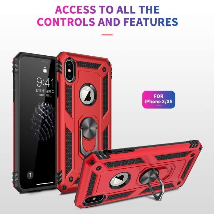 For iPhone X / XS Sergeant Armor Shockproof TPU + PC Protective Case with 360 Degree Rotation Hol...