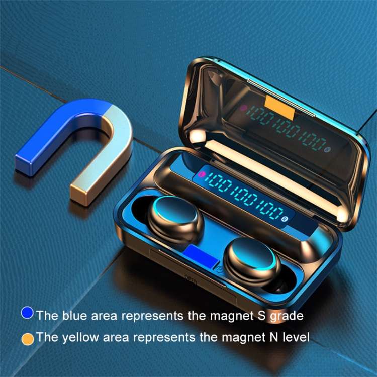 F9-5C Three-screen Digital Display Noise Reduction Bluetooth Earphone, F9-5C without Strap Black,...