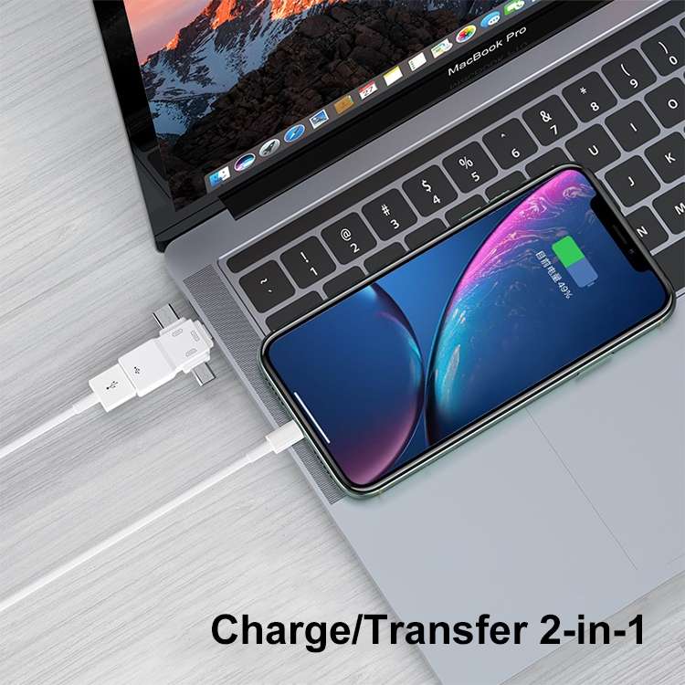 USB 2.0 to 8 Pin + USB-C / Type-C + Micro USB  OTG Adapter