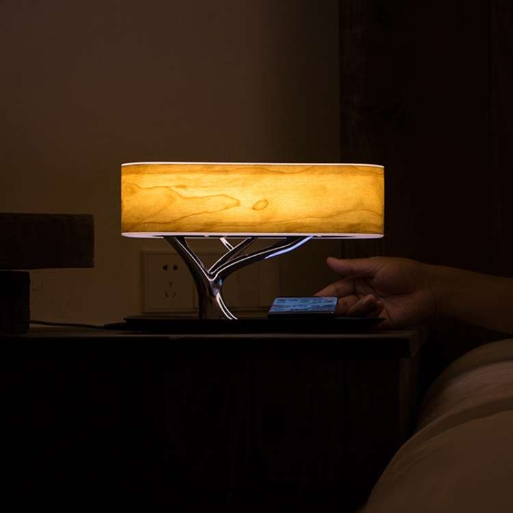 Tree Light Bluetooth Speaker Desk Lamp Phone Wireless Charger, US Plug