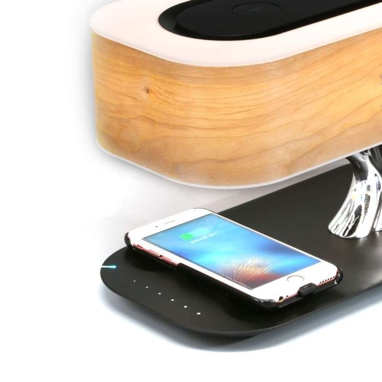 Tree Light Bluetooth Speaker Desk Lamp Phone Wireless Charger, UK Plug
