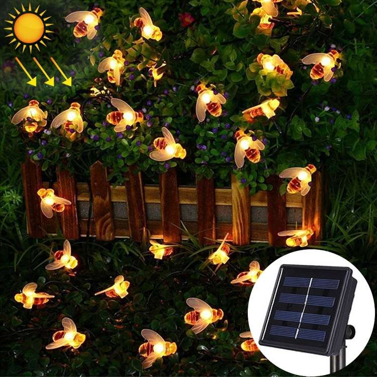 6.5m 30 LEDs Bee Solar Powered Warm White Outdoor Garden Decorative String Light Fairy Lamp with ...