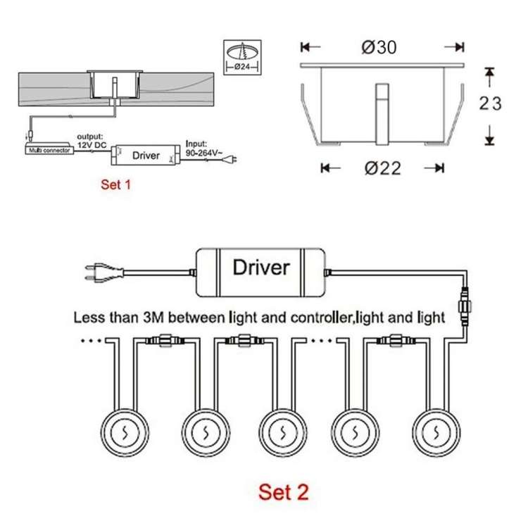 SMD 2835 500-600LM 4000-4500K Deck Light Buried Lamps LED Floor Light Wall Spotlight, Cutout Size...