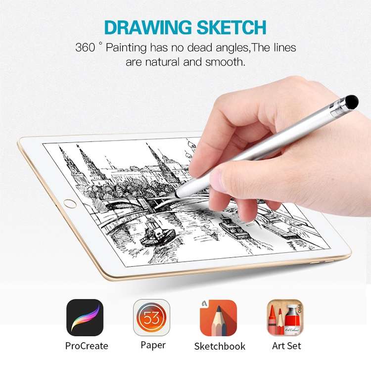 Universal Two-end Rubber Nibs Capacitive Stylus Pen with Magnetic Cap