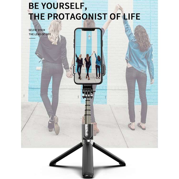 L03 Aluminum Alloy Foldable Bluetooth Tripod Selfie Stick, L03 Black