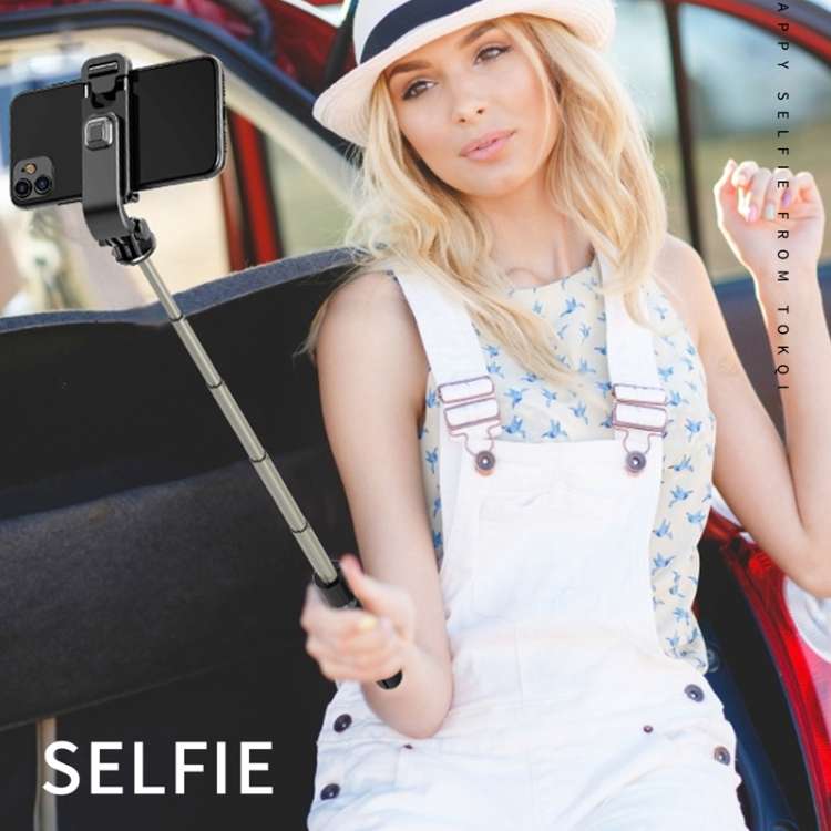 L03 Aluminum Alloy Foldable Bluetooth Tripod Selfie Stick, L03 Black
