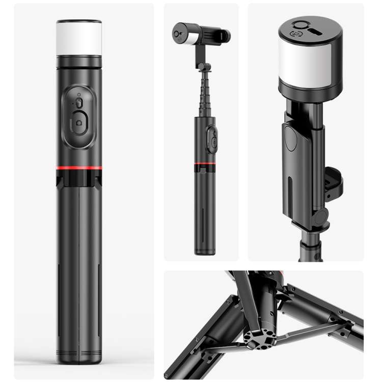 Q12s Bluetooth Remote Control Rotatable Fill Light Tripod Selfie Stick