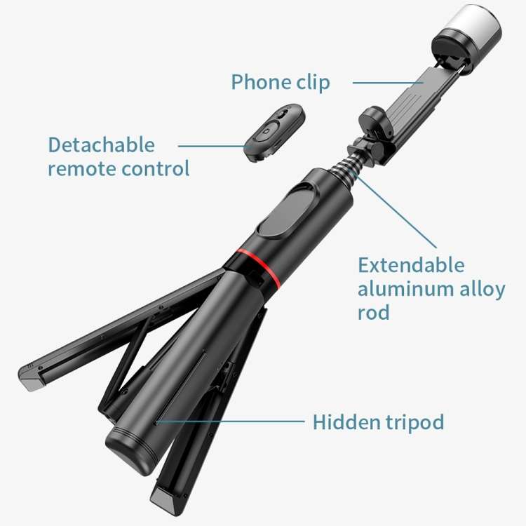 Q12s Bluetooth Remote Control Rotatable Fill Light Tripod Selfie Stick