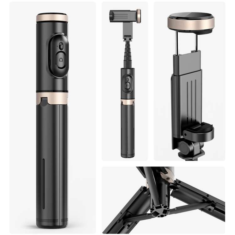 Q12 Hidden Design Reinforced Bluetooth Remote Control Tripod Selfie Stick, Q12 (Black)
