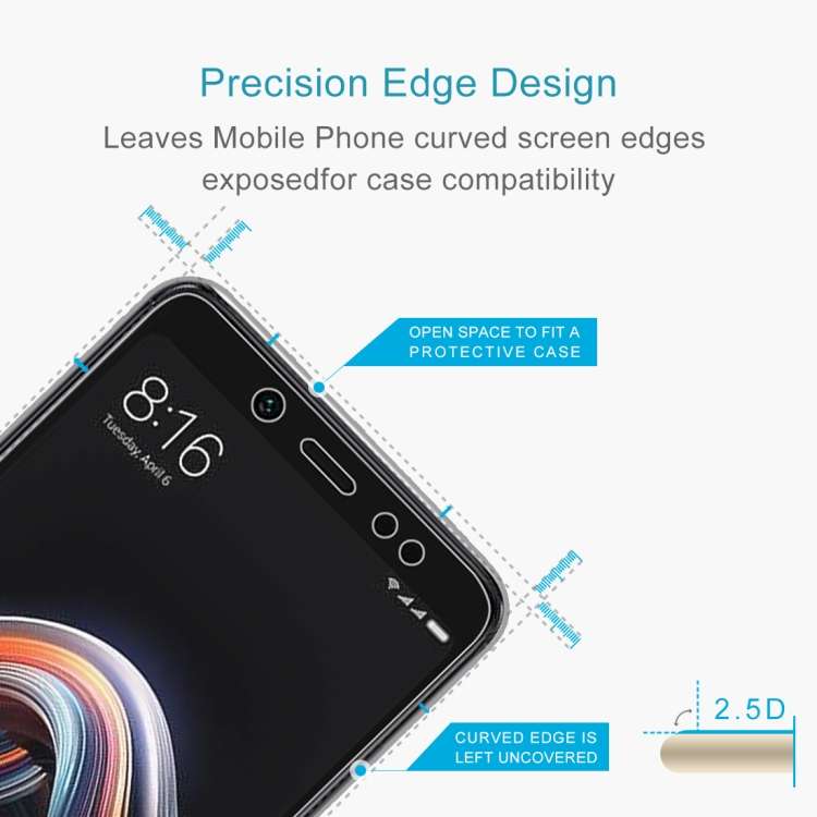 0.26mm 9H Surface Hardness 2.5D Curved Edge Tempered Glass Film for Xiaomi Redmi Note 5 Pro