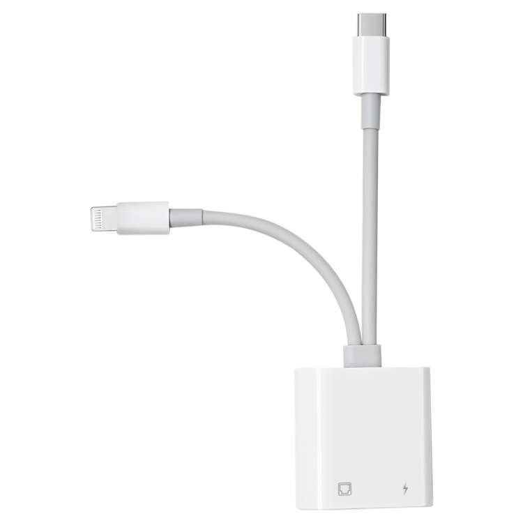 NK-1035 Pro 2 in 1 USB-C / Type-C + 8 Pin Male to RJ45 + 8 Pin Charging Female Interface Adapter