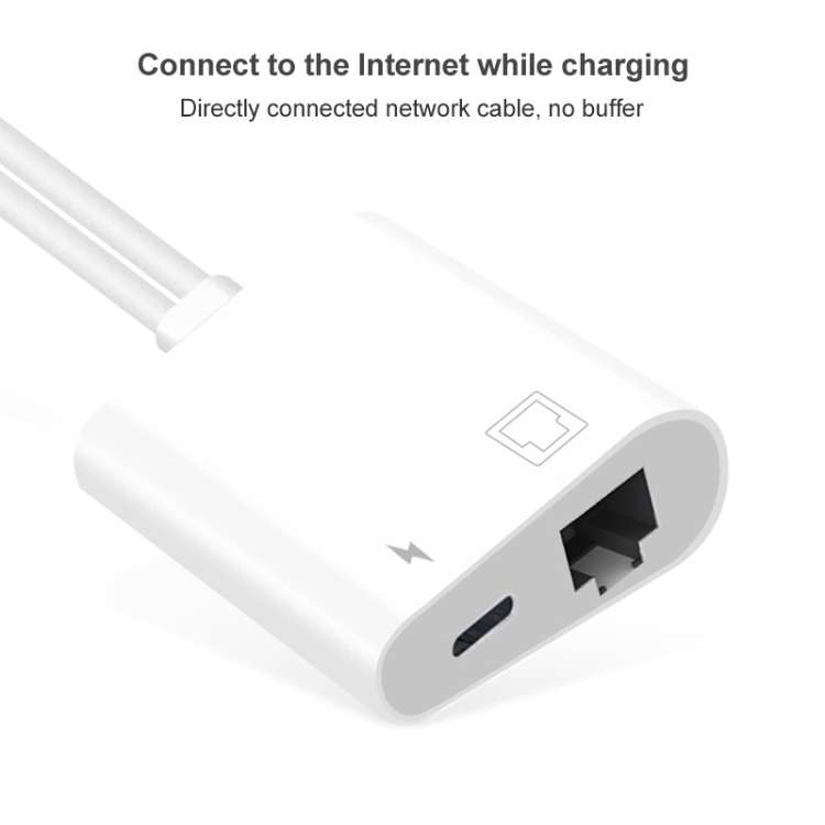 NK-1035 Pro 2 in 1 USB-C / Type-C + 8 Pin Male to RJ45 + 8 Pin Charging Female Interface Adapter