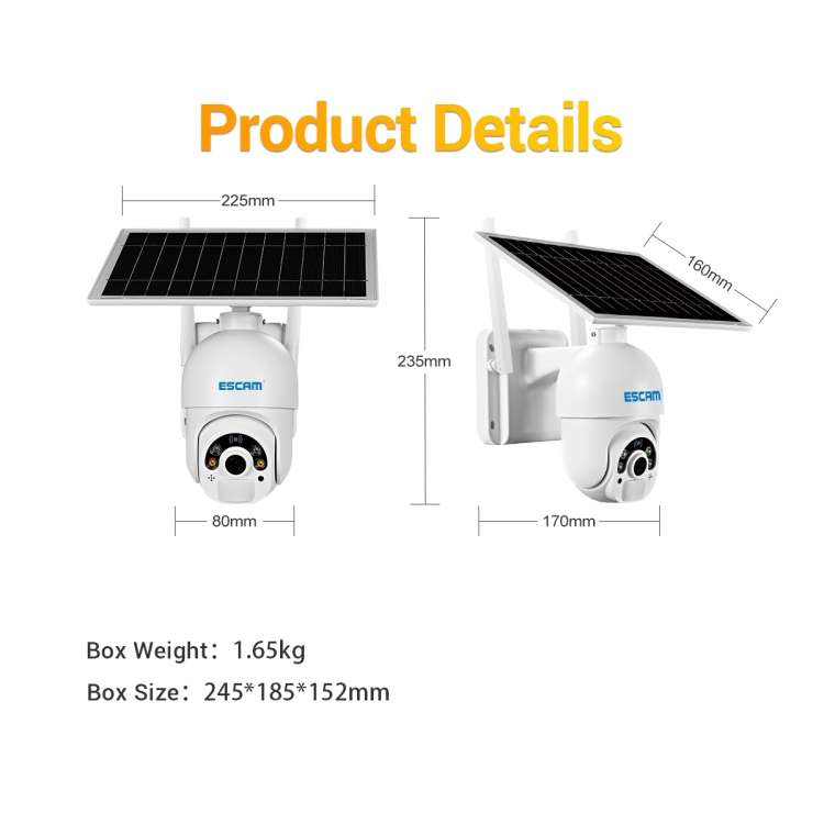 ESCAM QF450 HD 1080P 4G US Version Solar Powered IP Camera without Memory, Support Two-way Audio ...