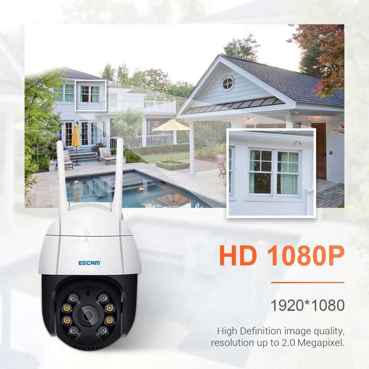 ESCAM QF218 1080P Pan / Tilt AI Humanoid Detection IP66 Waterproof WiFi IP Camera, Support ONVIF ...