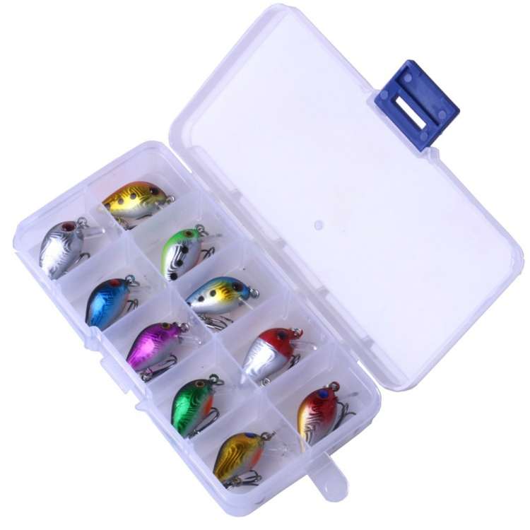 HENGJIA 10 PCS 3cm/1.5g Luya Rock Fishing Lures Bait Bionic Kit with Plastic Box