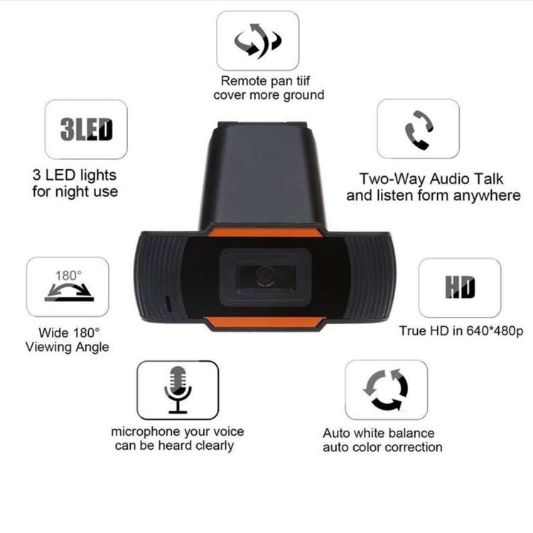 A870 480P Pixels HD 360 Degree WebCam USB 2.0 PC Camera with Microphone for Skype Computer PC Lap...