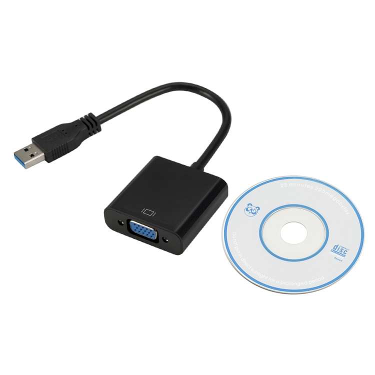 External Graphics Card Converter Cable USB3.0 to VGA, Resolution: 1080P, 1080P (Black), 1080P (Bl...