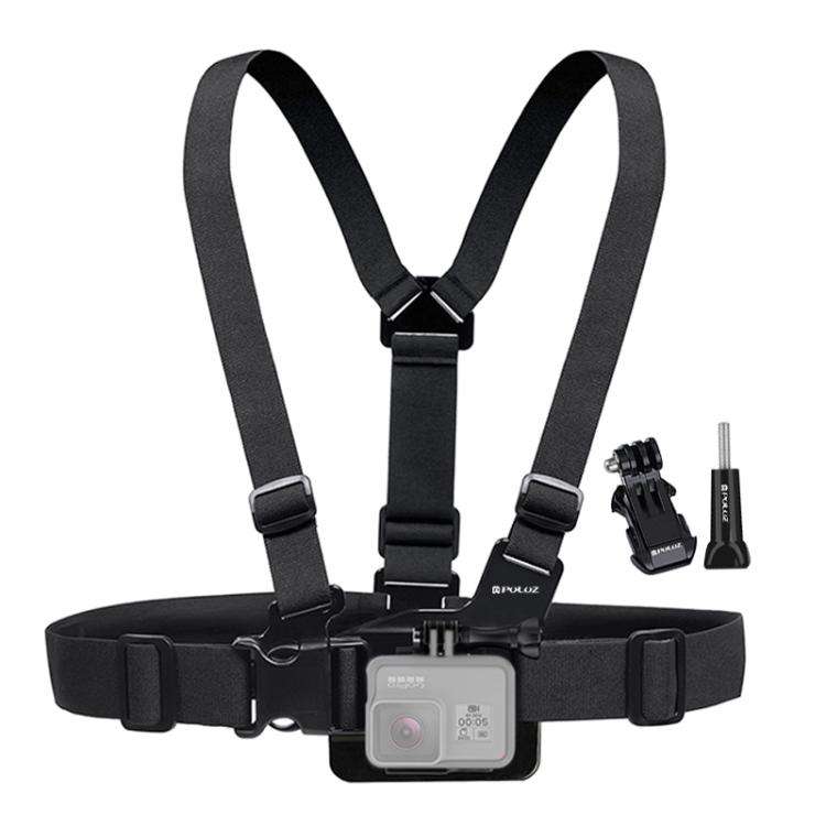 PULUZ Adjustable Body Mount Belt Chest Strap with J Hook Mount &amp; Long Screw for GoPro, Insta3...
