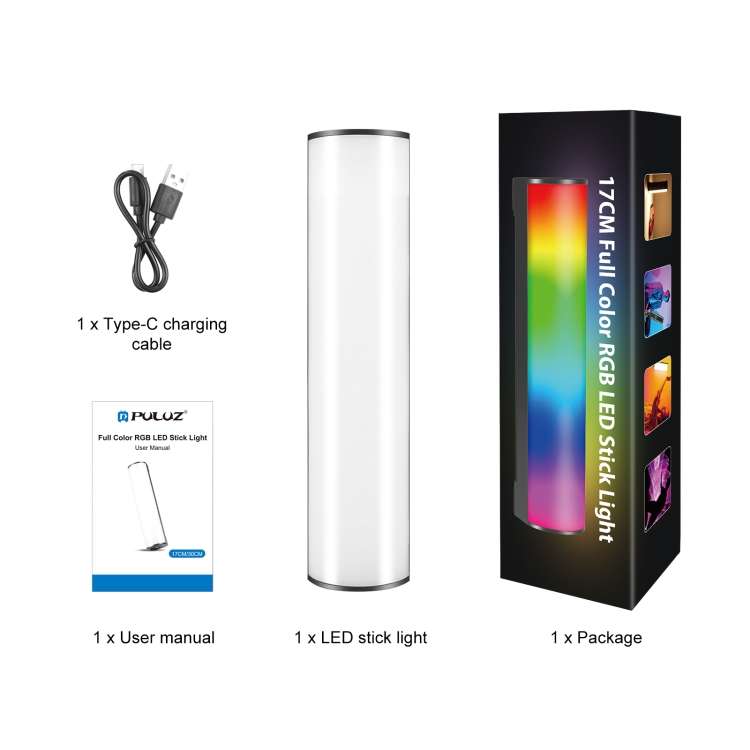 PULUZ 17cm Photo Handheld RGB Stick Light Magnetic LED Fill Light