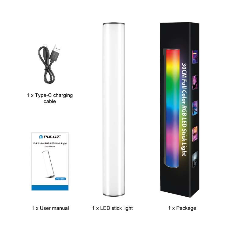 PULUZ 30cm Photo Handheld RGB Stick Light Magnetic LED Fill Light