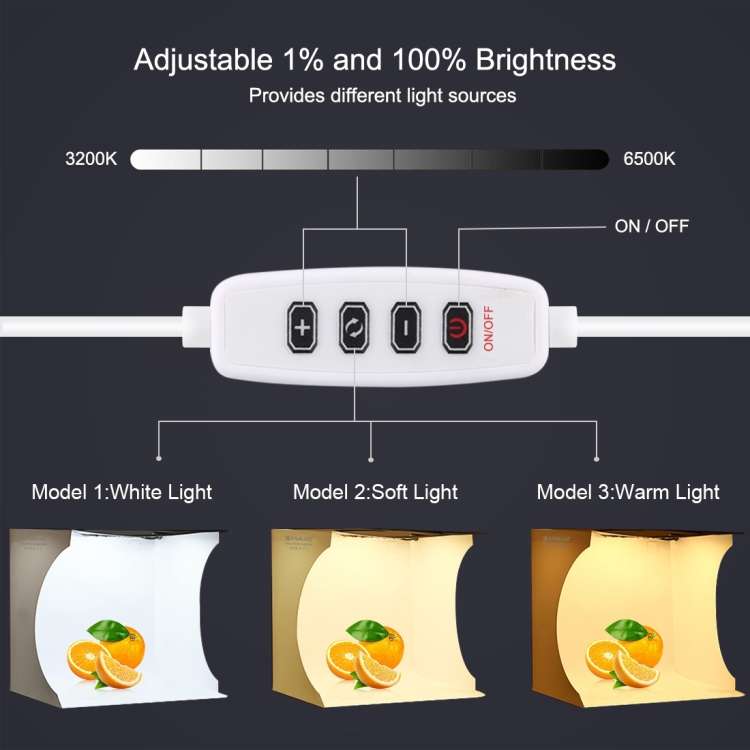 PULUZ 23cm Ring LED Panel Folding Portable Light Photo Lighting Studio Shooting Tent Box Kit with...