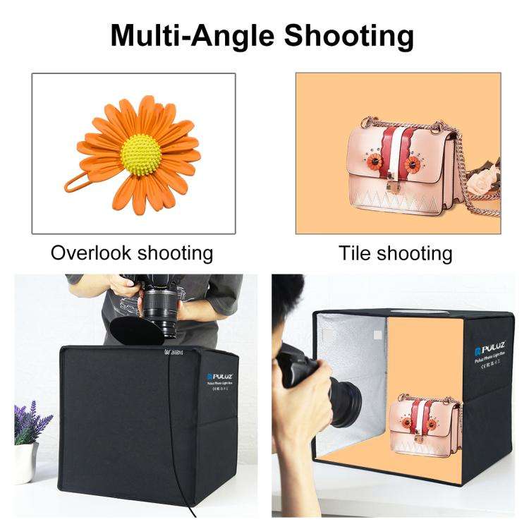 PULUZ 30cm Folding Ring Light Photo Lighting Studio Shooting Tent Box Kit with 6 Colors Black / W...