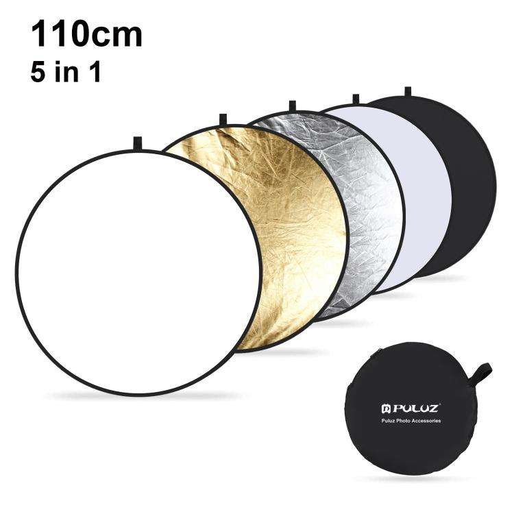 PULUZ 110cm 5 in 1 (Silver / Translucent / Gold / White / Black) Folding Photo Studio Reflector B...