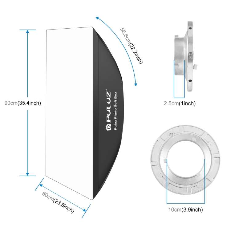 PULUZ Rectangle Speedlite Softbox Bowens Mount Diffuser