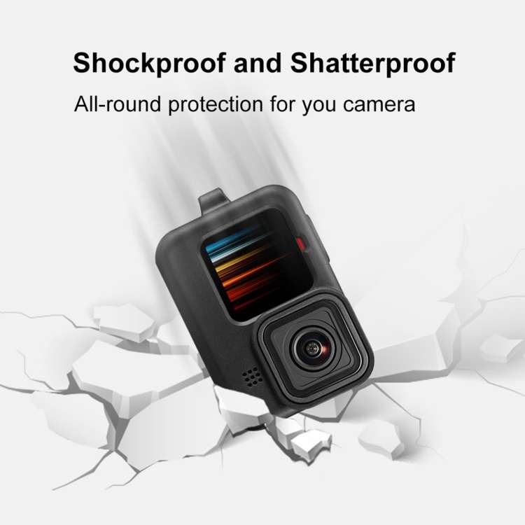 PULUZ for GoPro HERO12 Black /11 Black /10 Black /9 Black Silicone Protective Case + POM Side Int...