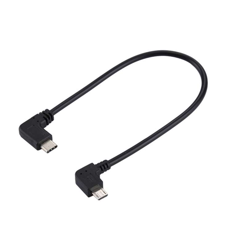 USB-C / Type-C Male Elbow to Micro USB Male Elbow Adapter Cable, Total Length: about 25cm, For Sa...