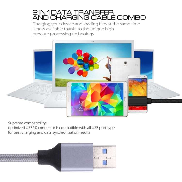 1m Wires Woven Metal Head USB-C / Type-C 3.1 to USB 3.0 Data / Charger Cable