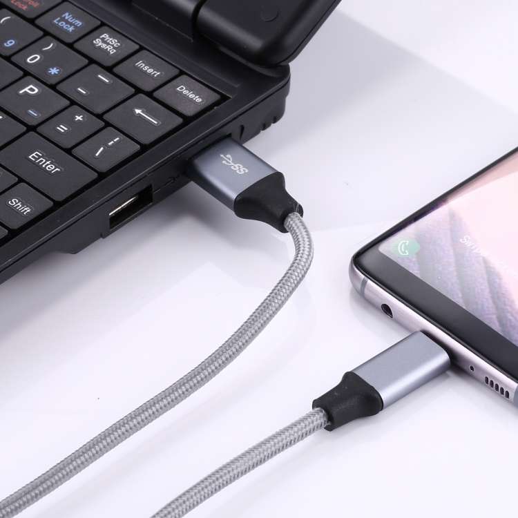 1m Wires Woven Metal Head USB-C / Type-C 3.1 to USB 3.0 Data / Charger Cable