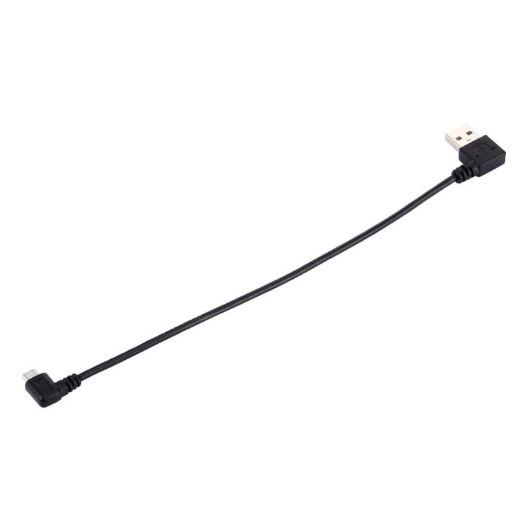 20cm USB 2.0 Male Angle Left to Left Turn Micro USB Male Angle Data Charging Cable