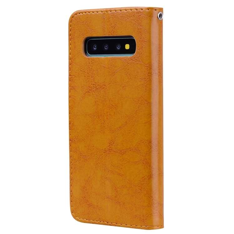 Business Style Oil Wax Texture Horizontal Flip Leather Case for Galaxy S10 Plus, with Holder &amp...
