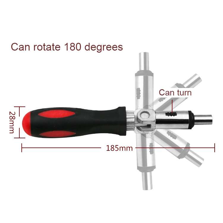 180 Degree Rotation 1/4 inch Hex Connector Multi-function Ratchet Screwdriver