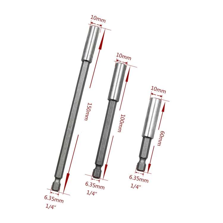 3 in 1 1/4 Electric Batch Head High Magnetism Connecting Rod Pistol Drill Extension Rod Sleeve Fa...