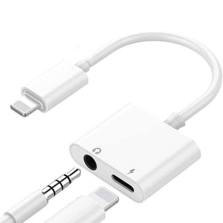 ZS-KL21804 2 in 1 8 Pin to 3.5mm Audio + 8 Pin Charging Interface, Earphone Adapter, Suitable for...