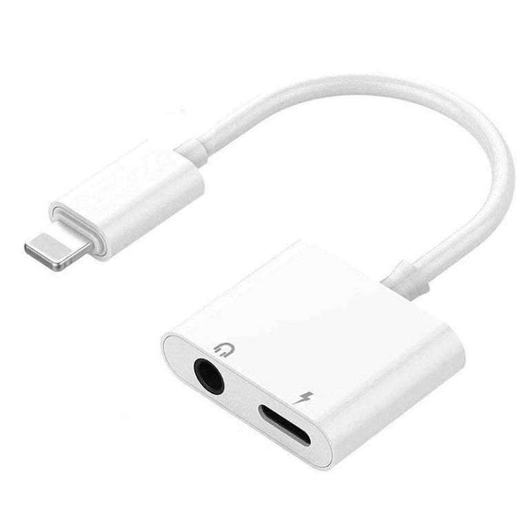 ZS-KL21804 2 in 1 8 Pin to 3.5mm Audio + 8 Pin Charging Interface, Earphone Adapter, Suitable for...