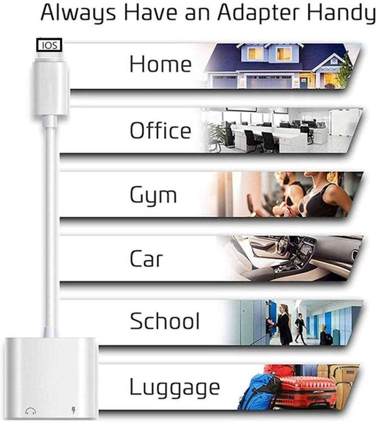 ZS-KL21804 2 in 1 8 Pin to 3.5mm Audio + 8 Pin Charging Interface, Earphone Adapter, Suitable for...