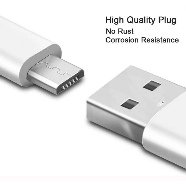 2.4A USB Male to Micro USB Male Interface Charge Cable, Length: 2m (White)