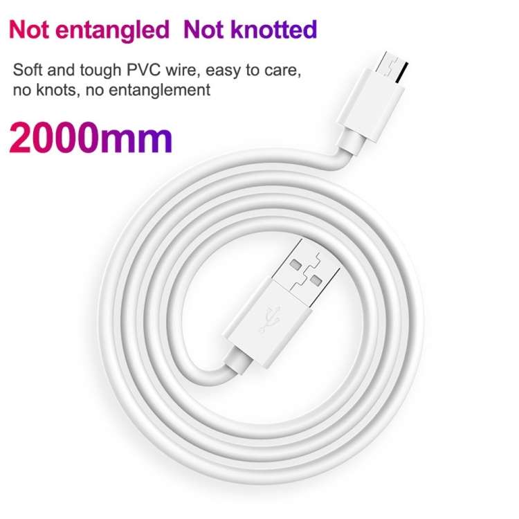 2.4A USB Male to Micro USB Male Interface Charge Cable, Length: 2m (White)