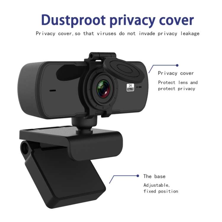 C5 4 Million Pixel Auto Focus 2K Full HD Webcam 360 Rotation USB Driver-free Live Broadcast WebCa...