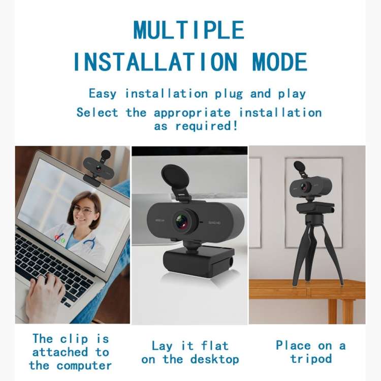 B1 4 Million Pixels 2K Resolution HD 1080P 360 Degrees Rotation Webcam with Mic &amp; Tripod