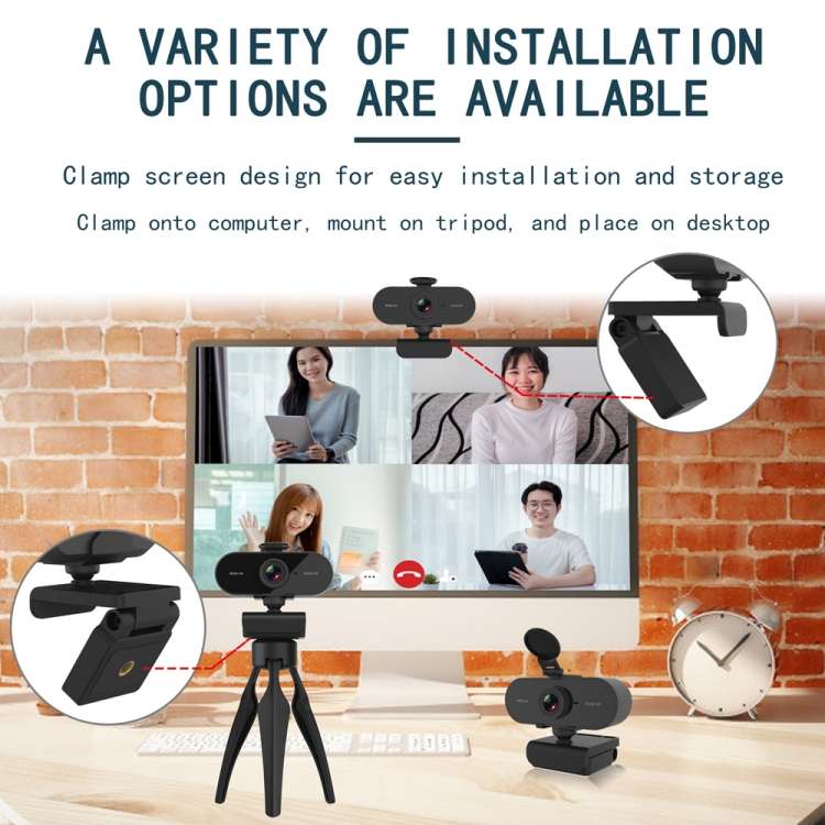 B1 4 Million Pixels 2K Resolution HD 1080P 360 Degrees Rotation Webcam with Mic &amp; Tripod